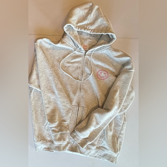 STARFIT Light Grey Oversized Zip Up Hoodie Sweatshirt w/ Lightning Bolt  XL/XXL - Picture 5 of 13